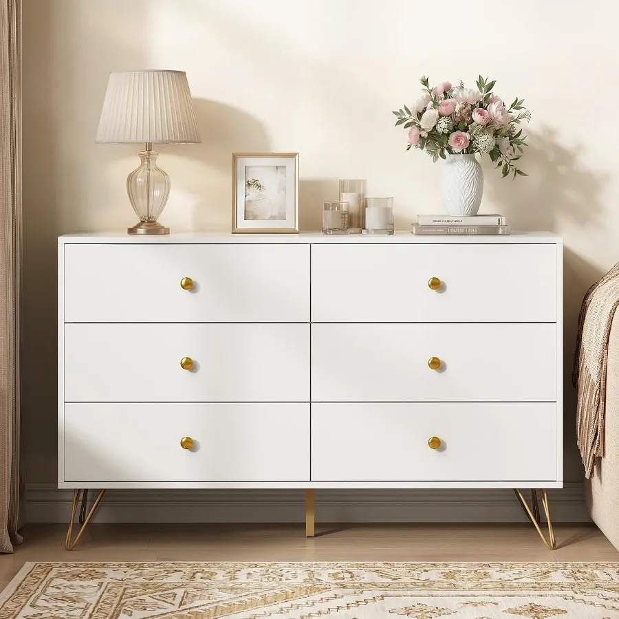 Bedroom 6-Drawer White Dresser - Storage 评论和价格