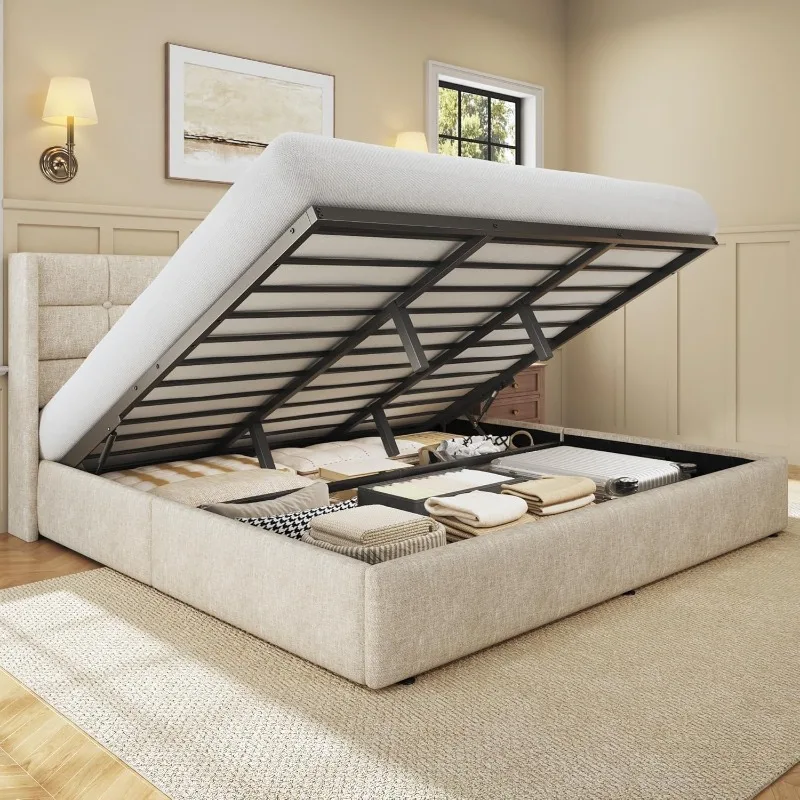 HISOFT King Size Lift Up Stora - Gas Lift Storage Bed Hydraulic 评论和价格