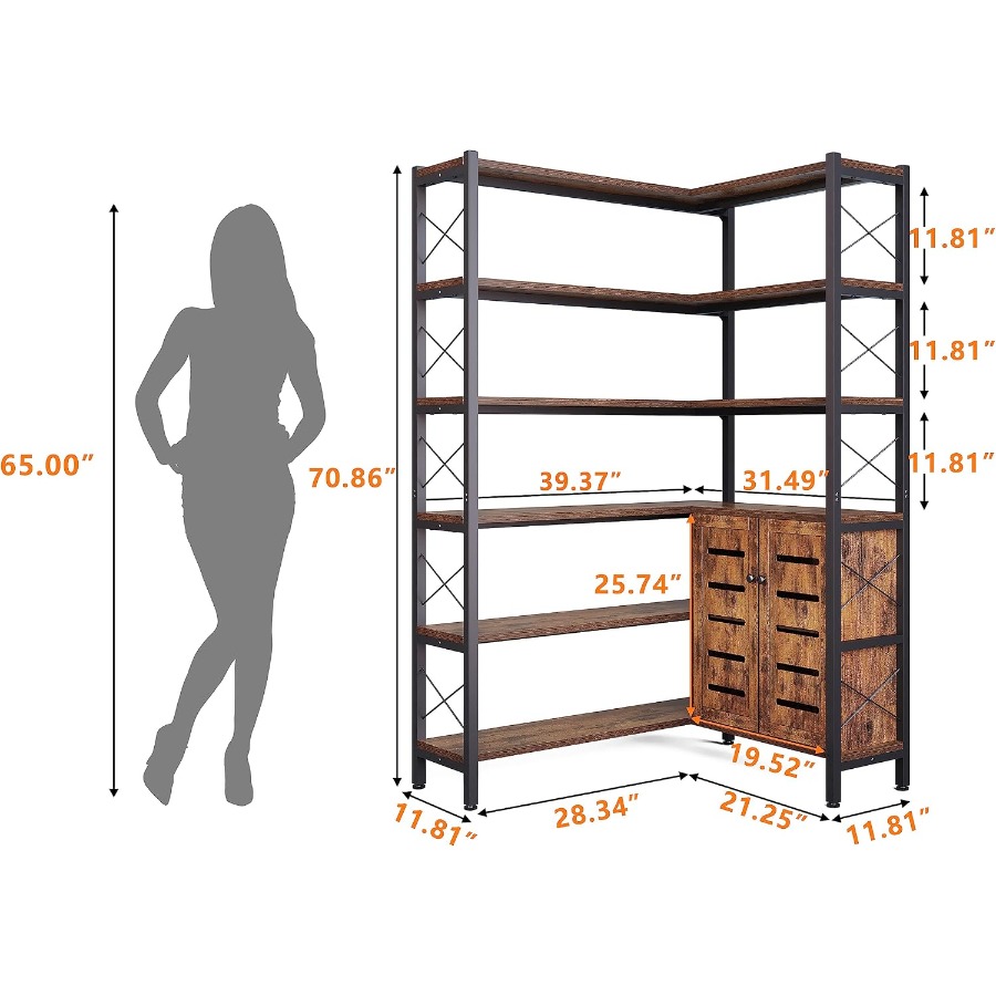 6-Shelf Corner Bookshelf for L - Storage 评论和价格