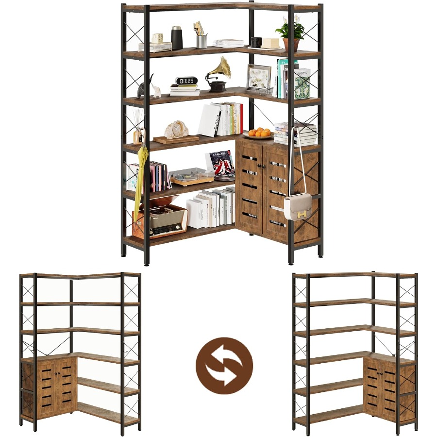 6-Shelf Corner Bookshelf for L - Storage 评论和价格