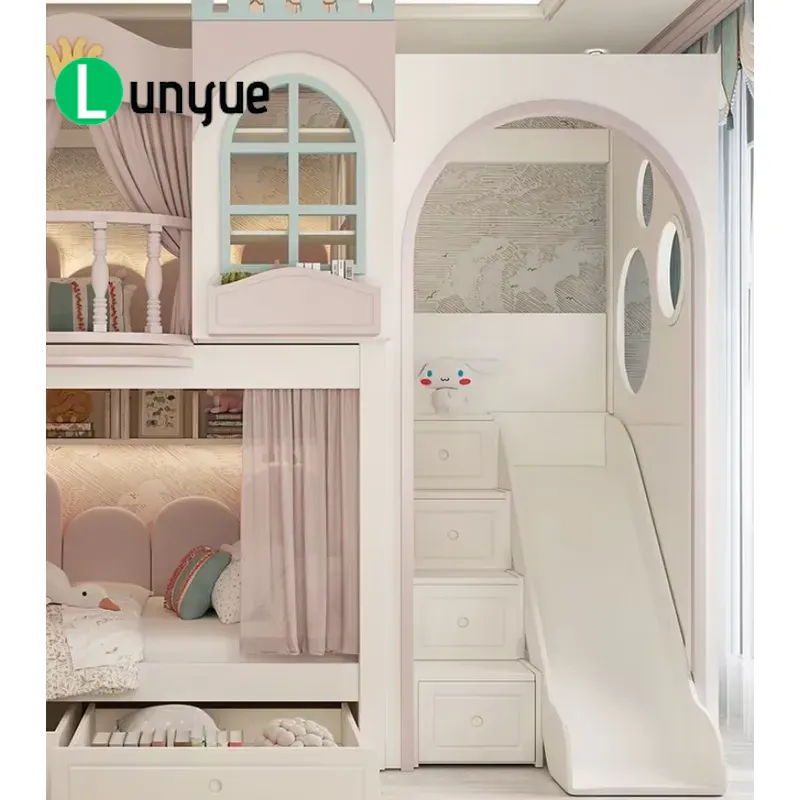 Custom Princess House Bunk Bed - Bunk Bed With Stairs And Slide 评论和价格
