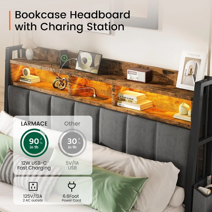 King Size Bed Frame with 2 Sto - King Size Bed Frame With Storage Drawers 评论和价格