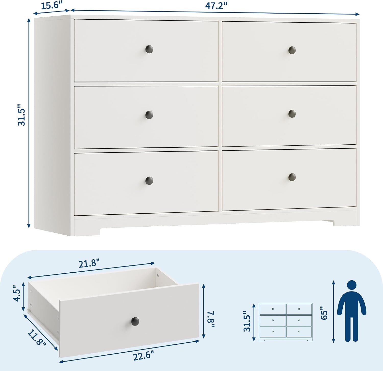 6 Drawer Dresser for Bedroom,  - Bedroom Furniture 评论和价格