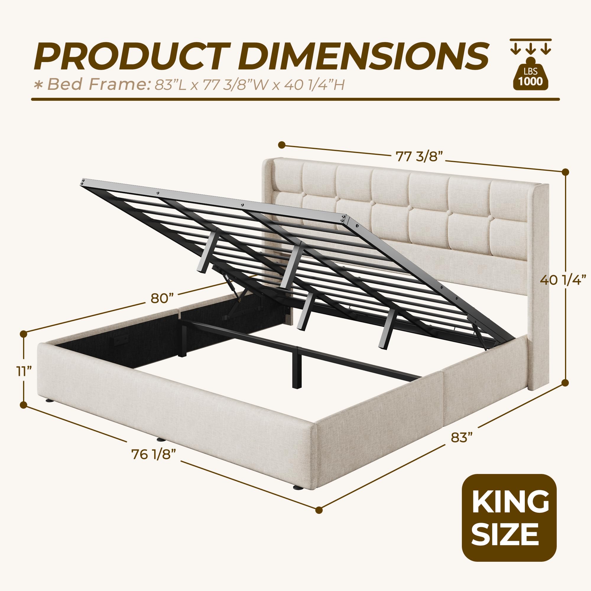 HIT King Size Lift Up Storage  - Gas Lift Storage Bed Hydraulic 评论和价格