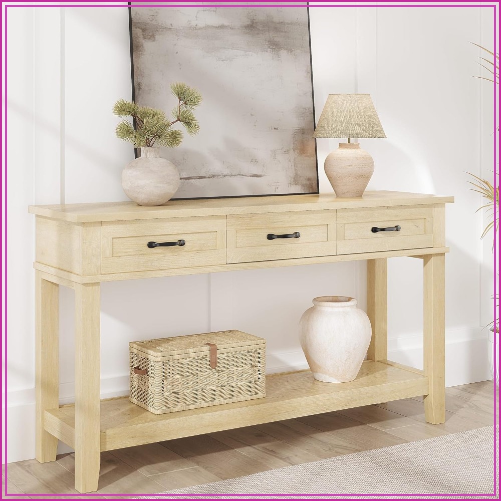 3 Drawer Entryway Table Farmho - Tables 评论和价格