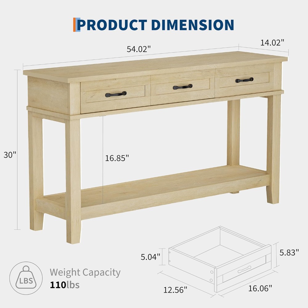 3 Drawer Entryway Table Farmho - Tables 评论和价格