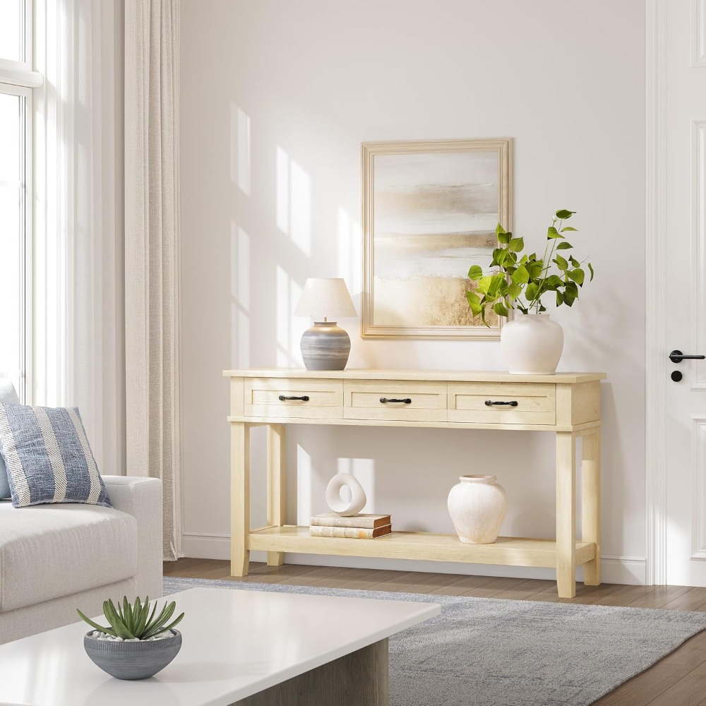 3 Drawer Entryway Table Farmho - Tables 评论和价格