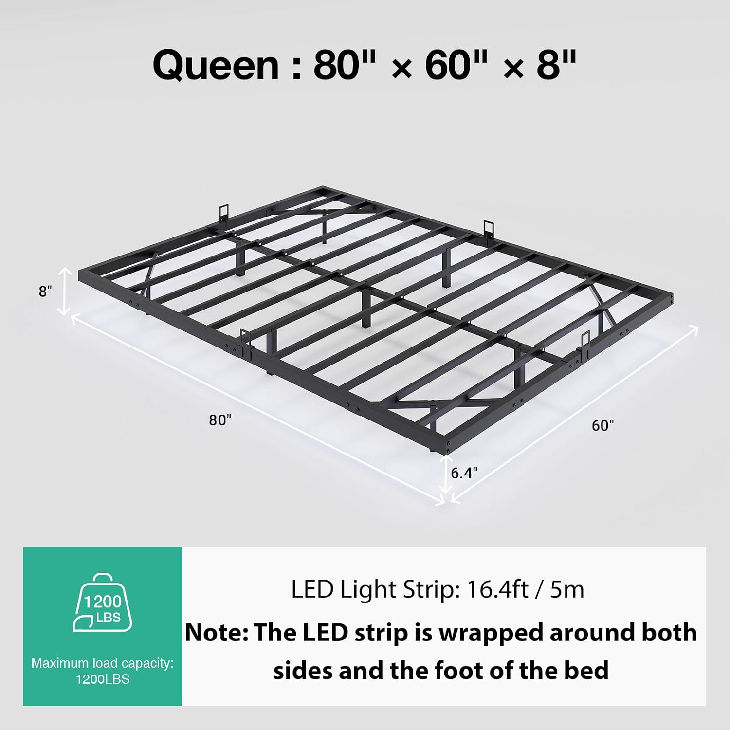 Floating Platform Bed Frame wi - Memory Foam Mattress In A Box Queen 评论和价格